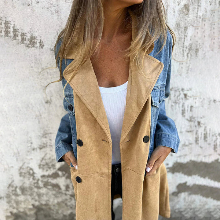 Delphine™ | Manteau en Denim et Suède