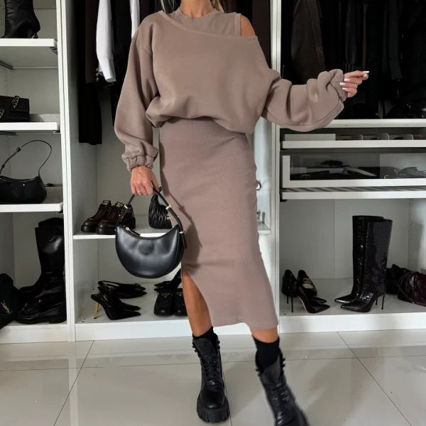 Althea™ | Ensemble 2 Pièces Sweatshirt et Robe Sans Manches